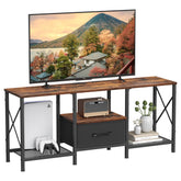 JARHETUN TV Stand with Industrial Rustic Brown supports 50-55 inch TVs in modern living rooms.