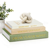 JARLINK aesthetic decorative books sage set on coffee table adds warm style.