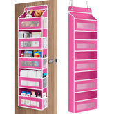 Jarlink over-the-door organizer with five rose pink shelves for clutter-free bedroom storage