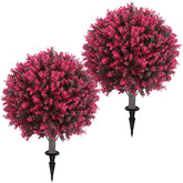 Jasmpig artificial red eucalyptus ball tree 24in with ground spike for flexible indoor outdoor use.