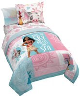 Jay Franco Disney Moana twin comforter patchwork close-up, showing cozy texture
