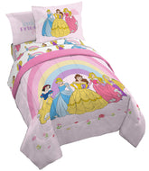 Jay Franco Disney Princess Rainbow comforter with Aurora, Belle, Cinderella for a cozy night.