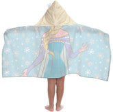 Jay Franco Frozen Elsa hooded towel with 3D snowflake hood for cozy baths.