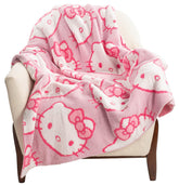 Jay Franco Hello Kitty feather knit throw blanket pink, ideal for couch cuddling