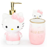 Jay Franco Hello Kitty soap dispenser close-up with bow detail for stylish bathroom decor.