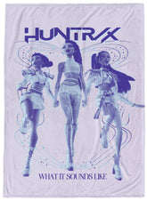 Jay Franco KPOP Demon Hunters Huntrix poster design blanket perfect for cozy movie nights.