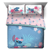 Jay Franco Lilo & Stitch Paradise Dream comforter close-up, ultra-soft microfiber for cozy nights.