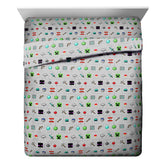 Jay Franco Minecraft Creeper sheet set close-up showing vibrant colors for kids' room decor.