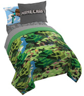 Jay Franco Minecraft Daytime comforter on full bed offering cozy sleep and gaming vibe