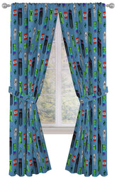Jay Franco Minecraft drapes blue 84in panel closeup highlighting durable fabric