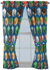 Jay Franco Minecraft isometric blue drapes panel front view adds playful color to a kid's room