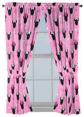 Jay Franco Minnie Mouse Hearts N Love drapes fabric close-up, soft microfiber texture