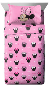 Jay Franco Minnie Mouse twin fitted sheet, soft microfiber for year-round comfort.