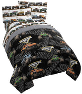 Jay Franco Monster Jam Tracks twin comforter with Grave Digger design, fade-resistant and kid-friendly.