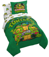 Jay Franco TMNT green bricks reversible comforter, bold colors, soft warmth for cozy nights.