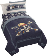 Jay Franco One Piece full size comforter set full view with blue theme