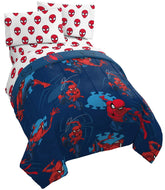 Jay Franco Spiderman Spidey Daze comforter on a queen bed for cozy warmth