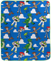 Jay Franco Toy Story plush throw Woody and Buzz pattern, perfect for cozy movie nights.
