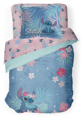 Jay Franco Disney Lilo & Stitch comforter top view shows ultra-soft microfiber for cozy nights.