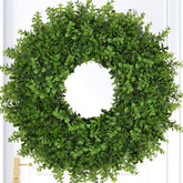 JDKPK 26 inch boxwood wreath on front door adds year-round curb appeal