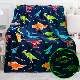 Jekeno dinosaur glow blanket front view, cozy bedtime warmth for kids