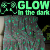 Jekeno Glow in The Dark Gaming Blanket with game controller glow, ideal for cozy nights.