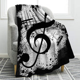 Jekeno Music Note Blanket closeup highlights plush fabric for cozy warmth.