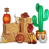 JellyArch hay bales straw boxes for rustic Western party table accents