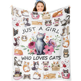 Jepufo cat blanket with colorful cat print, a cozy gift for cat lovers.