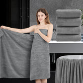 Jessy Home oversized grey bath towel 35x70 for full-body wrap after shower