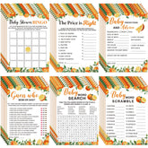 Jetec Little Cutie orange baby shower games set of cards for guest fun