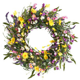 J'FLORU spring wreath on front door with 24-inch size boosts curb appeal.
