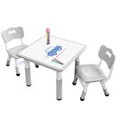 JIAOQIU kid table and chairs adjustable-legs setup for growing children.