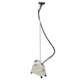 Jiffy Steamer J-2000 with plastic steam head for fast wrinkle removal on garments.