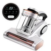 JIGOO bed vacuum cleaner with dust sensor shows real-time dust index on mattress.