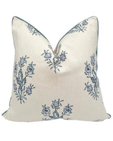 Jillien Harbor The Mary front view with blue-white floral block print for elegant decor