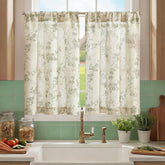 Jinchan floral kitchen curtains 26x36 panel with sage green on beige charm; light filtering and privacy.