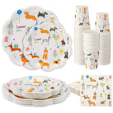 Jinei dog theme plates 9-inch with gold trim for a chic table