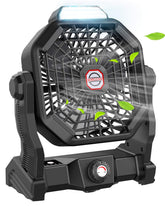 JINLICTE camping fan with 10400mAh battery offering extended cooling on outdoor trips.