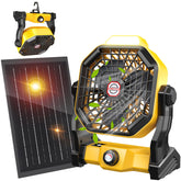 JINLICTE Solar Fan front view shows compact cooling for outdoors