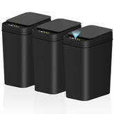 jinligogo 3Pack bathroom trash can with lid keeps waste out of sight and surfaces clean.