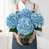 JINWOE blue hydrangea 4-pack 22-inch blooms for tables and centerpieces.
