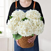 JINWOE boho silk hydrangea 5-piece cream set for elegant 20-inch centerpieces
