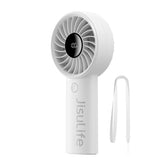 JISULIFE handheld fan delivers strong, wide wind for outdoor use and travel refreshment.