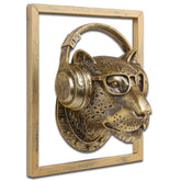 JJALIGHTS leopard resin head with textured surface for striking wall decor.