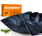 J JIMOO mulberry silk pillowcase side view showcases smooth, luxurious surface.