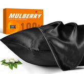 JJMOO silk pillowcase queen 20x30 in black for smoother skin and hair.
