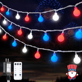JMEXSUSS connectable red white blue lights 33ft outdoor setup for festive displays