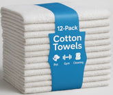 JMR White Towels Bulk Pack 12 for hotels and rentals.