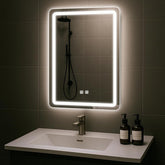 JOHALXER LED bathroom mirror with backlit illumination for precise makeup and shaving.